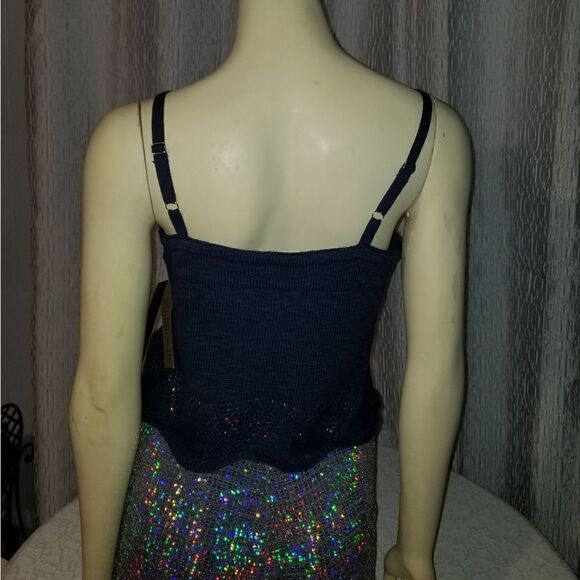 FRYE CROCHET TOP NAVY BLUE NWT CROCHET HEM TANK SMALL NEW WITH TAGS - Picture 8 of 16